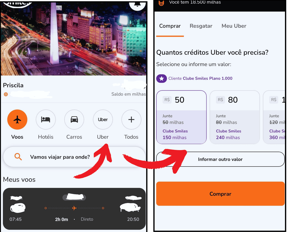 Como ganhar milhas com uber, passo a passo comprando créditos