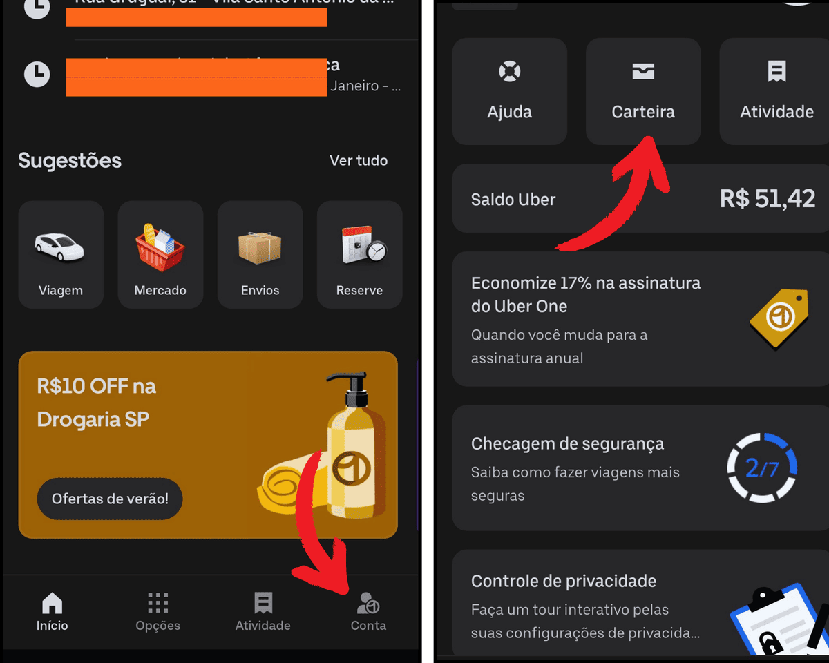 Como ganhar milhas com Uber, passo a passo para adicionar o código de resgate no aplicativo da Uber