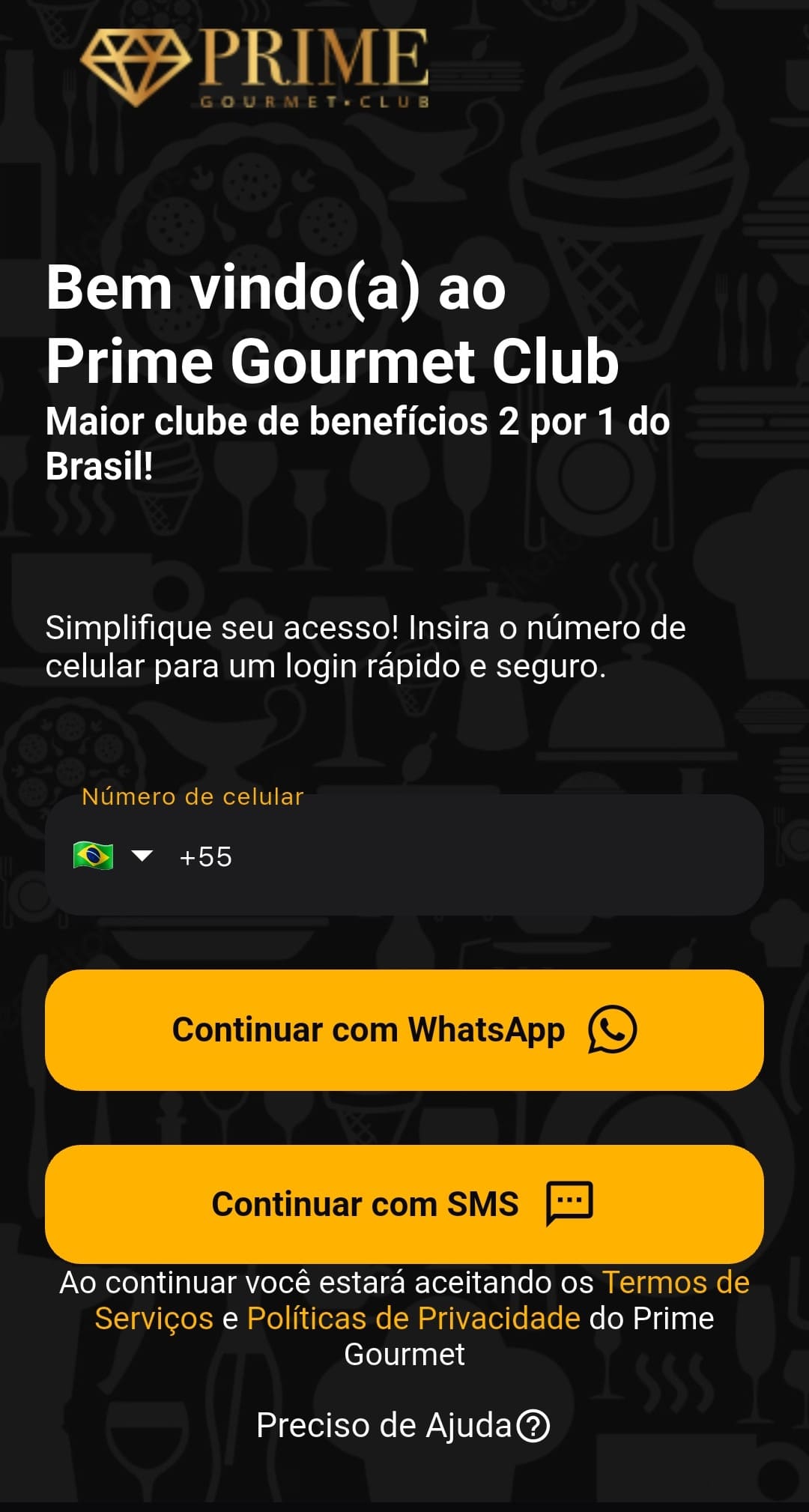 prime gourmet gramado, ativação do aplicativo