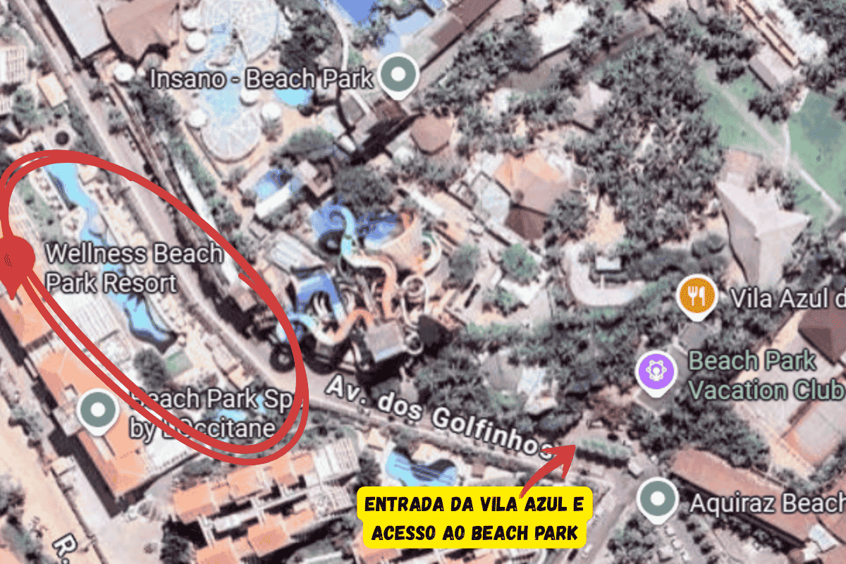 Onde ficar no Beach Park. Mapa da localização do Wellness resort